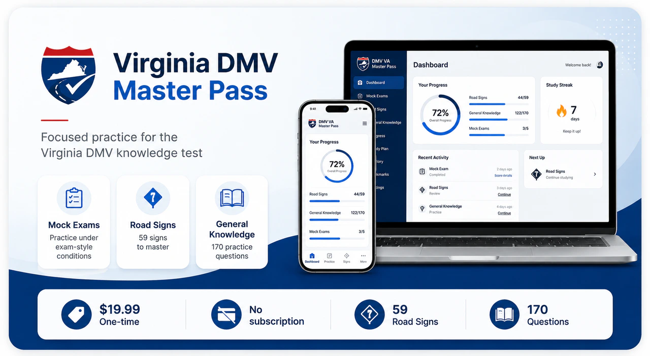 Virginia DMV Master Pass study dashboard preview